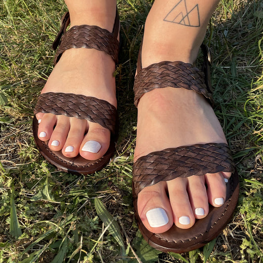 Milano dark leather sandal